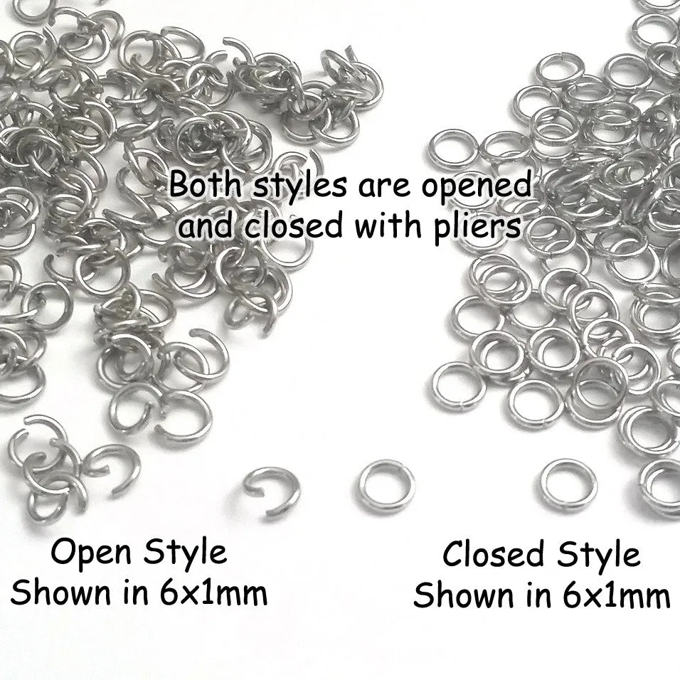 Ultra Heavy Duty Stainless Steel Jump Rings, 12 gauge, 2mm Thick, Closed Unsoldered, 10mm, 11mm, 12mm, 13mm or 15mm, Lot Size 300 Pieces