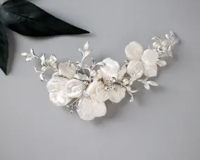 Velvet Petals and Pearls Wedding Clip