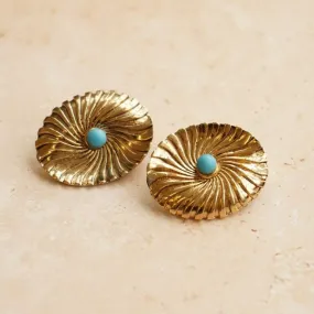 Vintage Stone Wave Clip-On Earrings