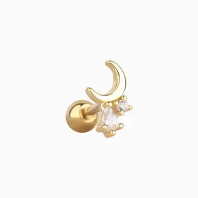 Water Drop Moon Stud