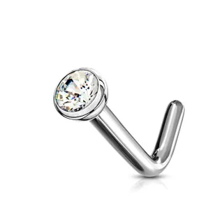 WildKlass Grade 23 Titanium Press Fit Jeweled 2mm Micro Ball top L Bend Nose Stud Rings